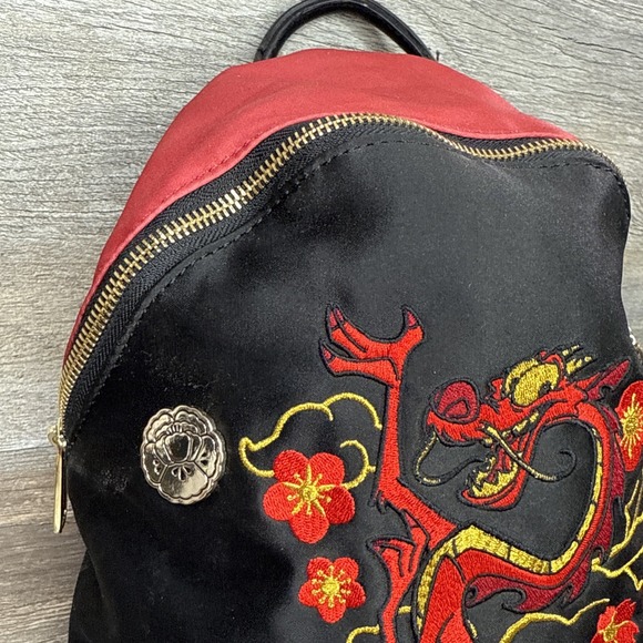 Loungefly Disney Mulan Mushu Satin Mini Backpack RARE / Damaged* - Picture 3 of 16